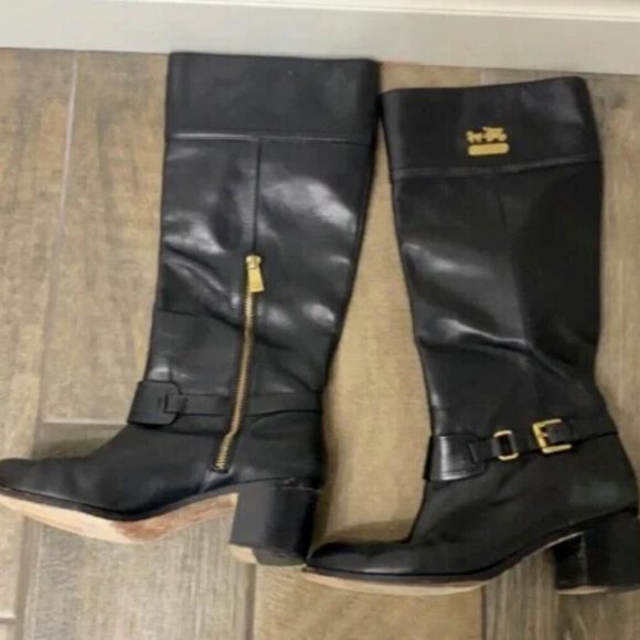 Coach Shoes - Coach Sapphire Tall Black Leather Riding Boots Size 6.5 Excellent condition